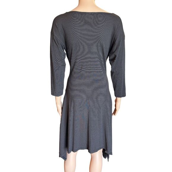 Masai Clothing Company Dark Brown Black Striped Asymmetrical Dress Small - Picture 5 of 7